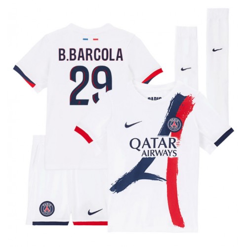 Paris Saint-Germain Bradley Barcola #29 Udebanesæt Børn 2025-26 Kortærmet (+ Korte bukser)